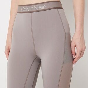 Leggings Women's Mesh Detail 7/8 Active Calvin Klein size Large color Taupe